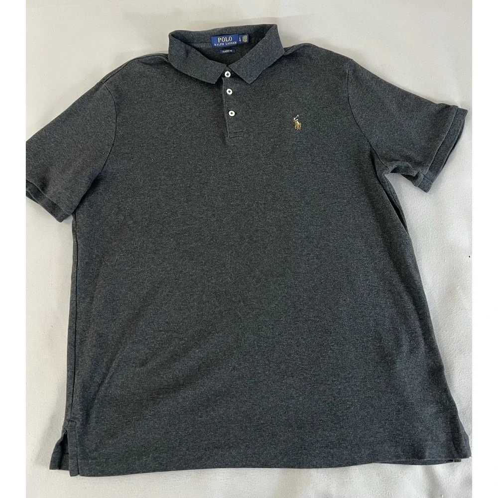 Polo Ralph Lauren Men's Polo Shirt Classic Fit Dark Gray Sz L Multi Color Pony